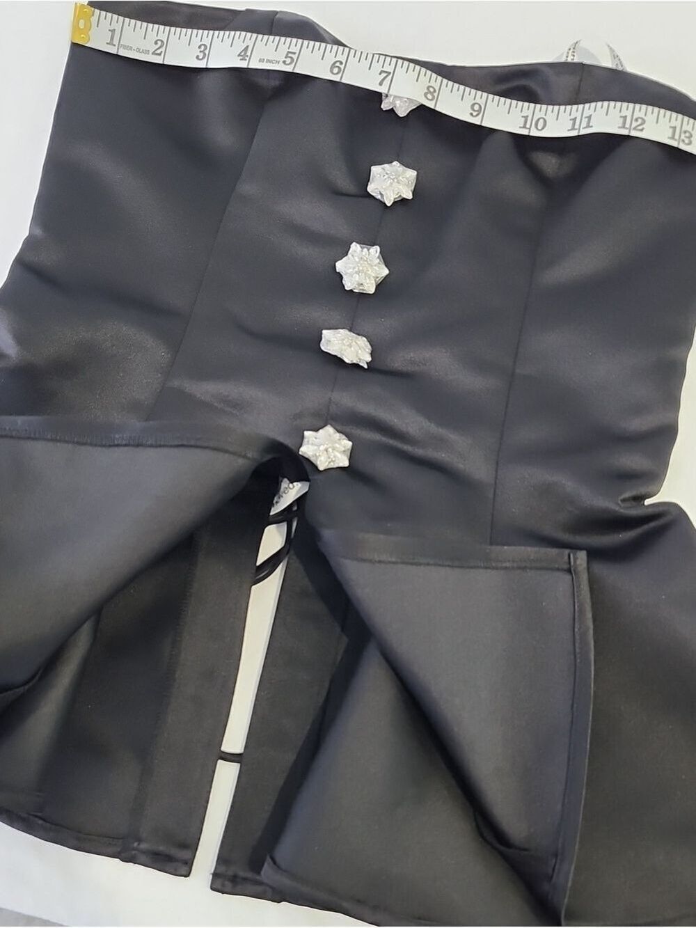 Adeirlina Black Satin Jeweled Peplum Corset Top Decorative Crystal Size Med NWT - Picture 8 of 9